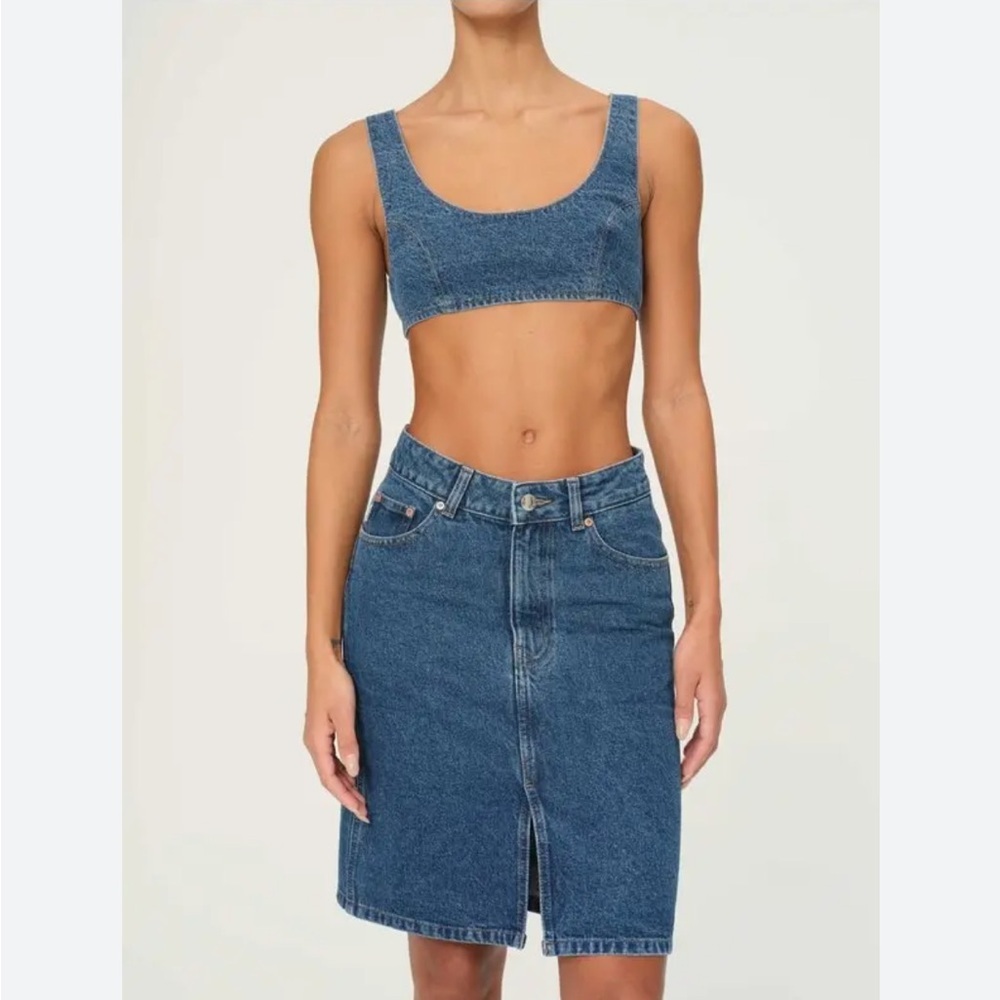 🌟DL1961🌟 LEXIE KNEE LENGTH DENIM PENCIL SKIRT MEDIUM WASH SZ 25